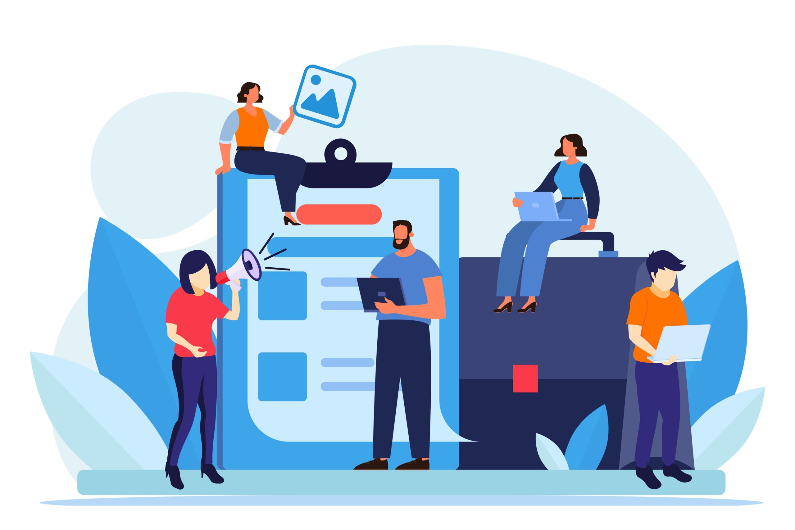 marketing team reviewing campaign creatives